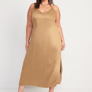 Satin Dress XL with Slit on Side